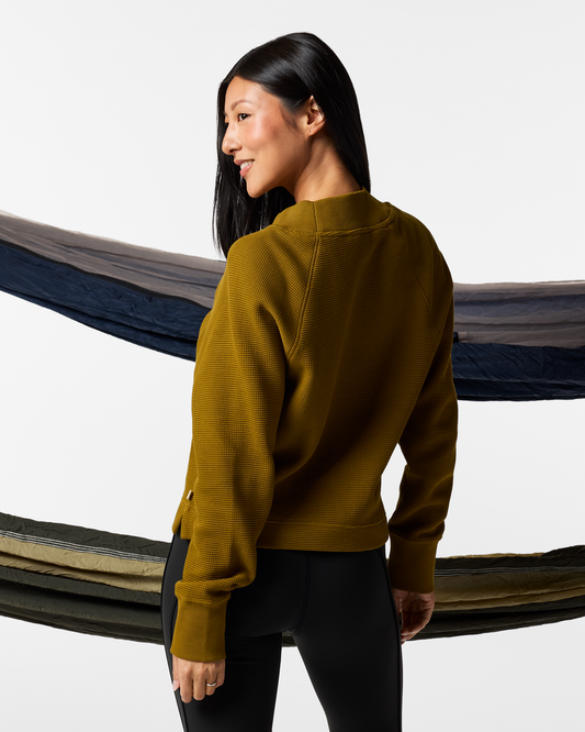 Atajo Long-Sleeve Waffle V-Neck - Women's - Log Cabin - US 6925