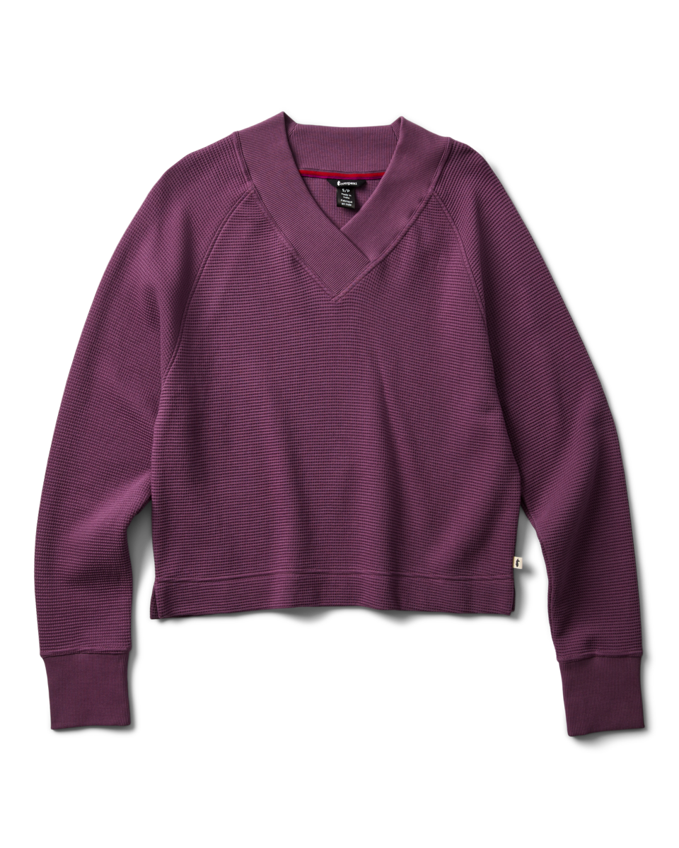 Atajo Long-Sleeve Waffle V-Neck - Women's - Mystic - US 1346