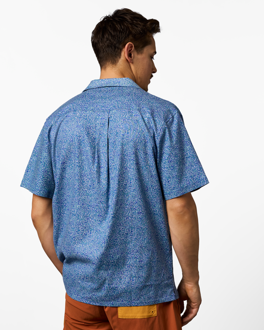 Afuera Button Up Shirt - Print - Men's - Cenotes Azure - US 7832