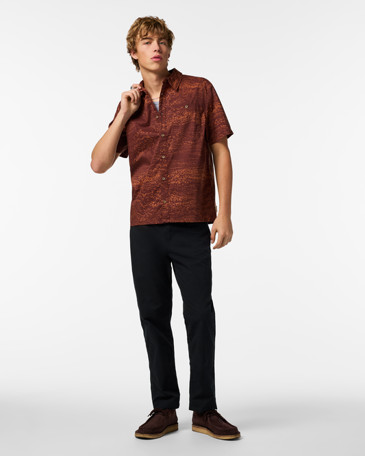 Estival Button Up Shirt - Print - Men's - Waves Sepia - US 3882