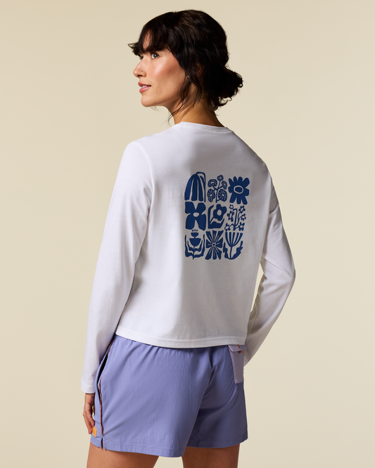 Flower Patch Long-Sleeve T-Shirt - Women's - White - US 2834