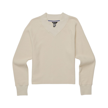 Atajo Long-Sleeve Waffle V-Neck - Women's - Cream - US 7306