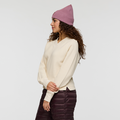 Atajo Long-Sleeve Waffle V-Neck - Women's - Cream - US 7306