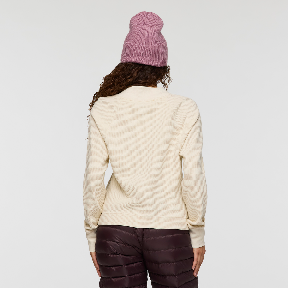 Atajo Long-Sleeve Waffle V-Neck - Women's - Cream - US 7306