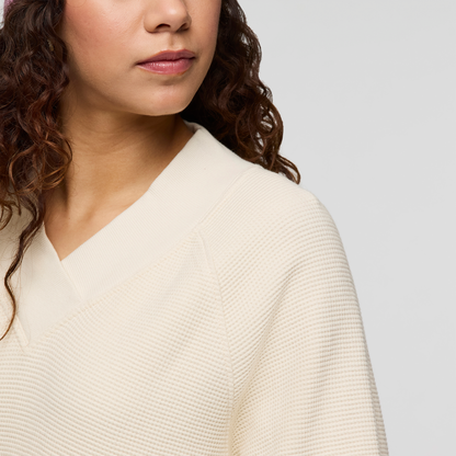 Atajo Long-Sleeve Waffle V-Neck - Women's - Cream - US 7306