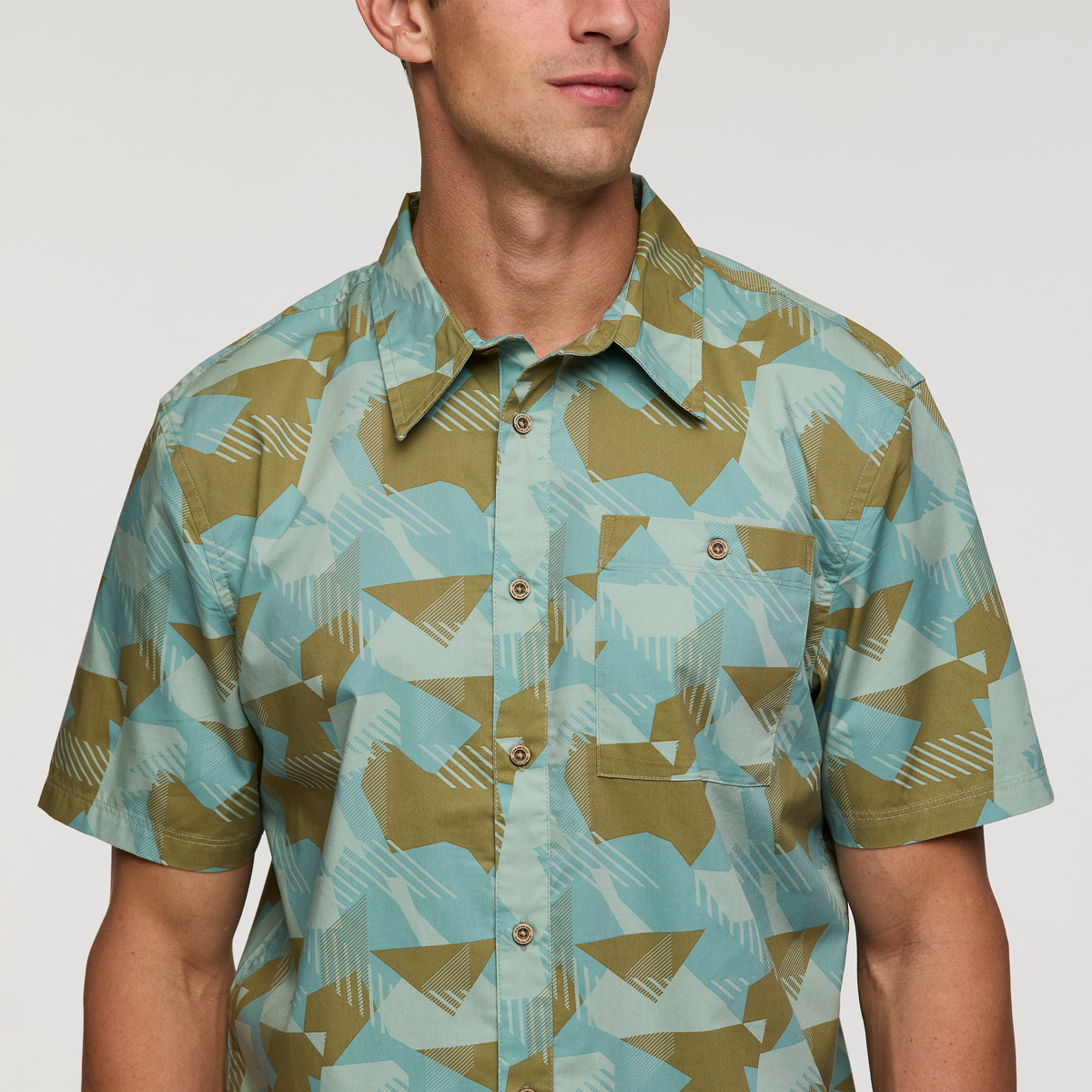Estival Button Up Shirt - Print - Men's - Reflections Silver Leaf - US 8001