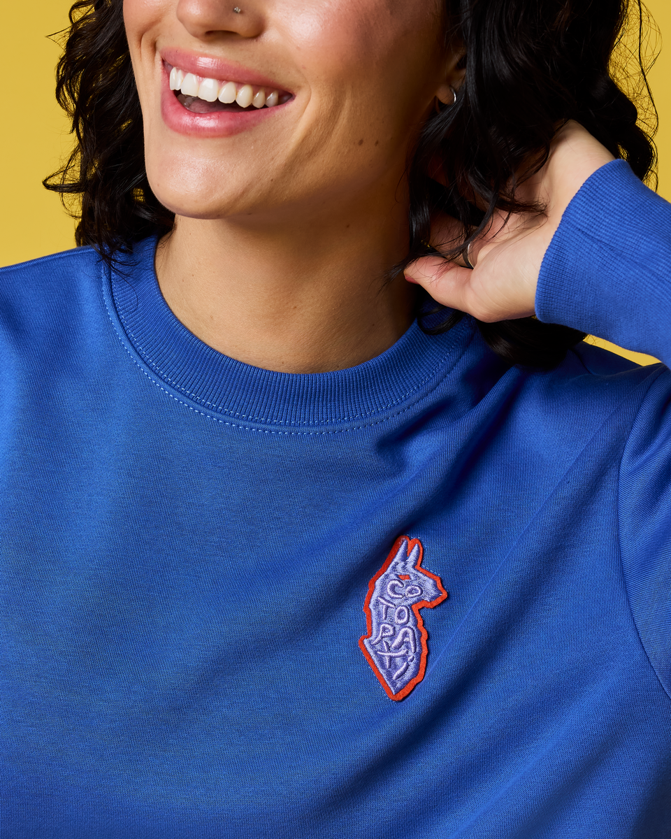 Lava Llama Crew Sweatshirt - Women's - Azure - US 6644