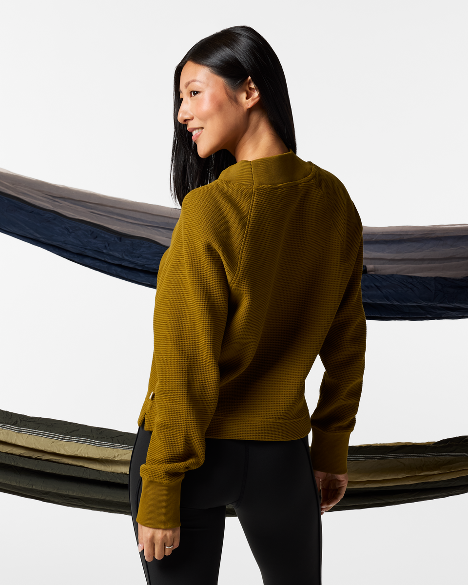 Atajo Long-Sleeve Waffle V-Neck - Women's - Log Cabin - US 6566