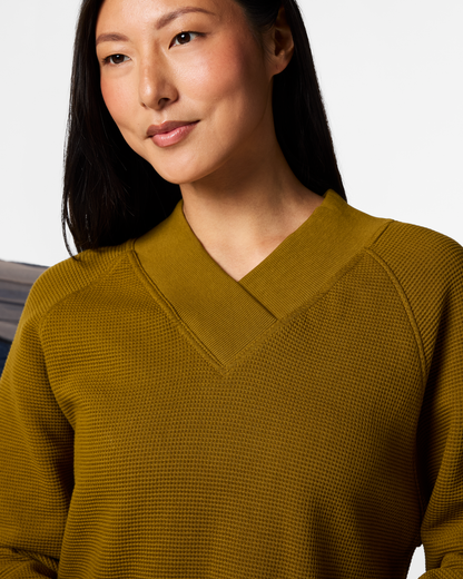 Atajo Long-Sleeve Waffle V-Neck - Women's - Log Cabin - US 6566