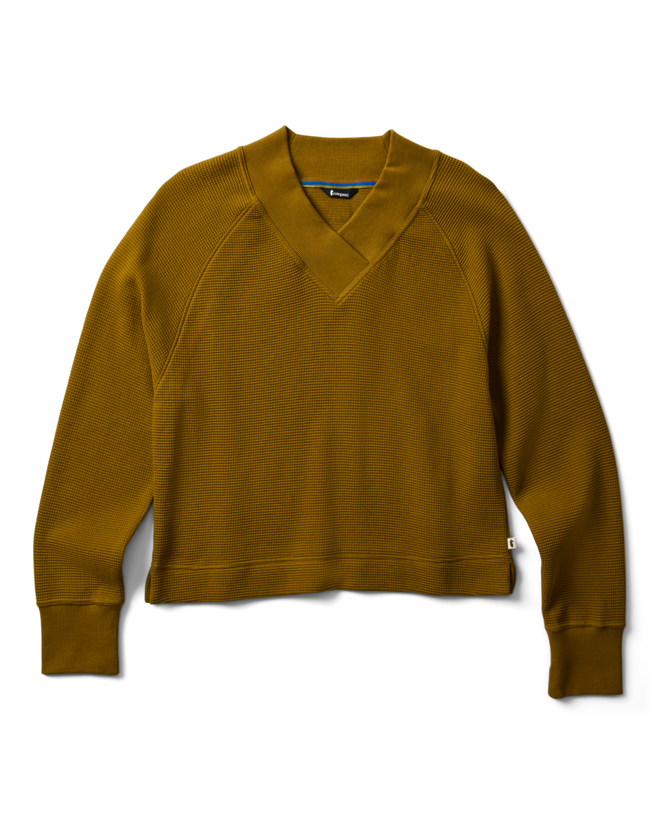 Atajo Long-Sleeve Waffle V-Neck - Women's - Log Cabin - US 6566