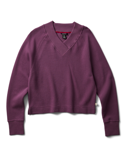 Atajo Long-Sleeve Waffle V-Neck - Women's - Mystic - US 6358