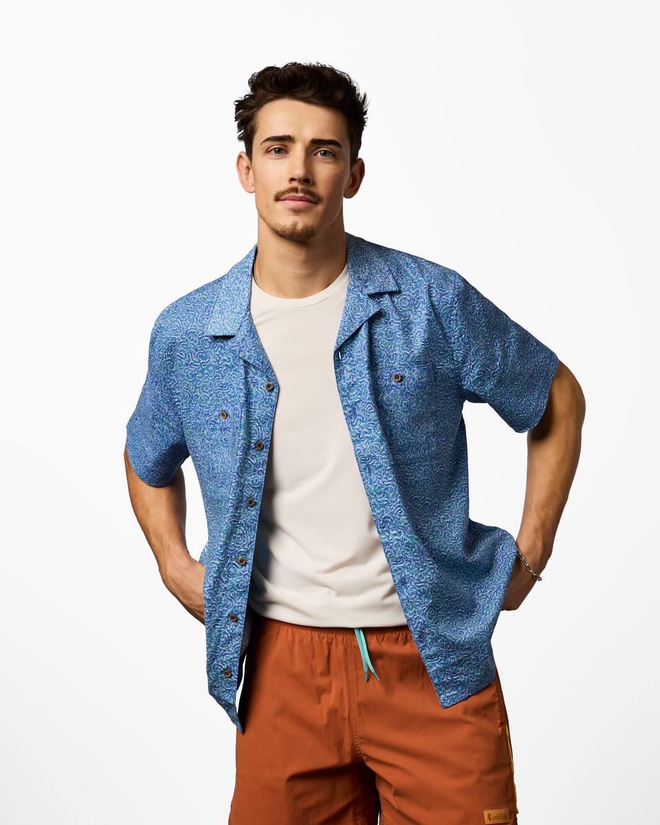 Afuera Button Up Shirt - Print - Men's - Cenotes Azure - US 7976