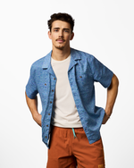 Afuera Button Up Shirt - Print - Men's - Cenotes Azure - US 7976