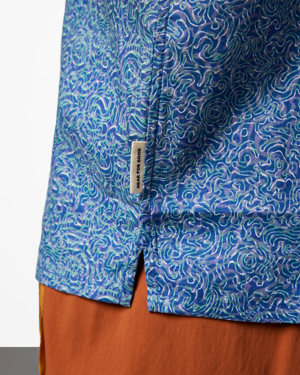 Afuera Button Up Shirt - Print - Men's - Cenotes Azure - US 7976
