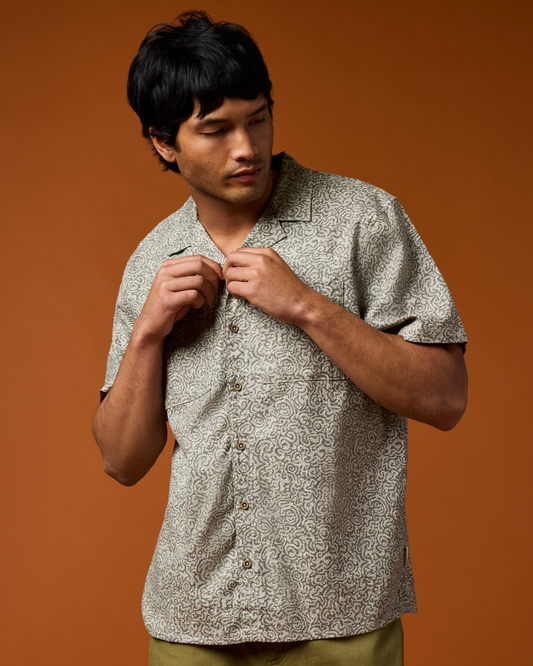 Afuera Button Up Shirt - Print - Men's - Cenotes Mineral - US 3258