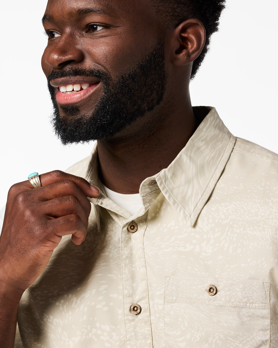 Estival Button Up Shirt - Print - Men's - Waves Mineral - US 8972