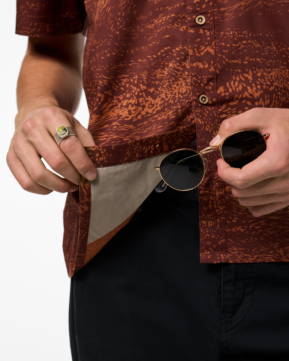 Estival Button Up Shirt - Print - Men's - Waves Sepia - US 8036