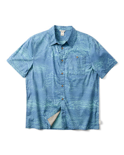 Estival Button Up Shirt - Print - Men's - Waves Steel Blue - US 7661
