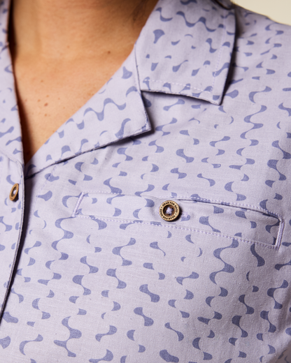 Afuera Button Up Shirt - Print - Women's - Shimmer Aster - US 9735
