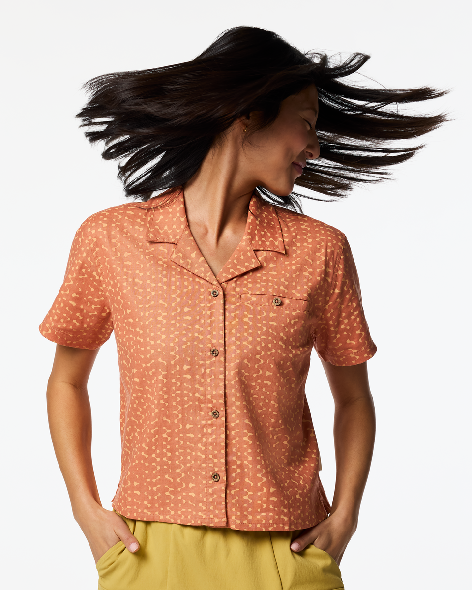 Afuera Button Up Shirt - Print - Women's - Shimmer Cantaloupe - US 1154