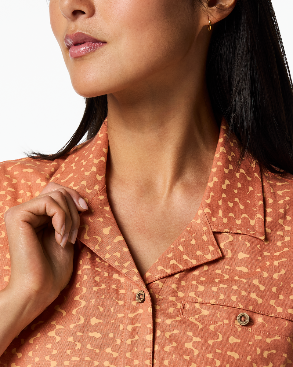 Afuera Button Up Shirt - Print - Women's - Shimmer Cantaloupe - US 1154