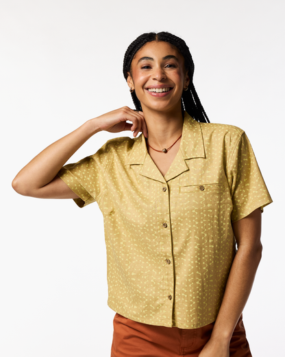 Afuera Button Up Shirt - Print - Women's - Shimmer Honeydew - US 7574