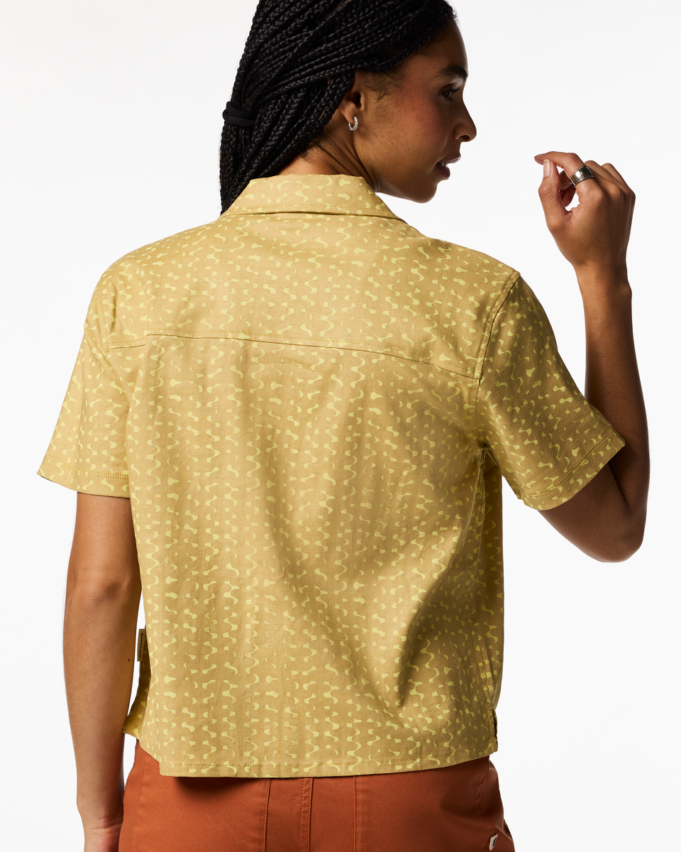 Afuera Button Up Shirt - Print - Women's - Shimmer Honeydew - US 7574