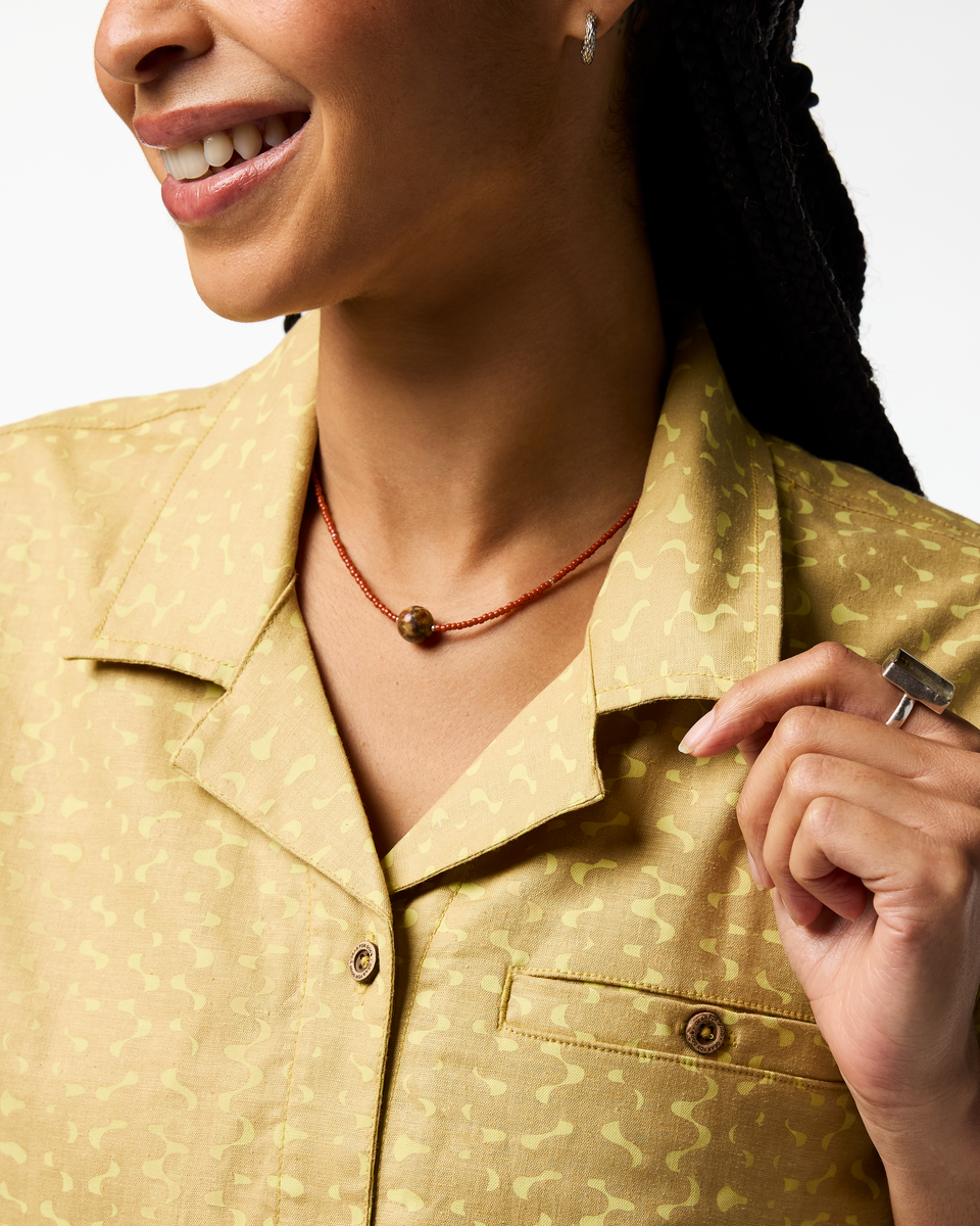 Afuera Button Up Shirt - Print - Women's - Shimmer Honeydew - US 7574