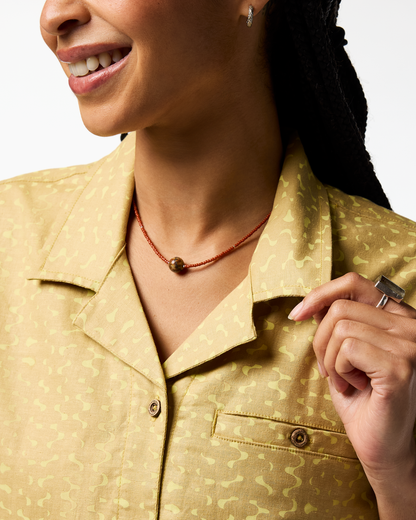 Afuera Button Up Shirt - Print - Women's - Shimmer Honeydew - US 7574
