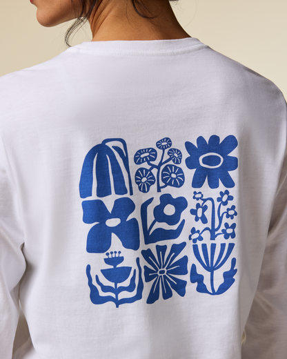 Flower Patch Long-Sleeve T-Shirt - Women's - White - US 9959